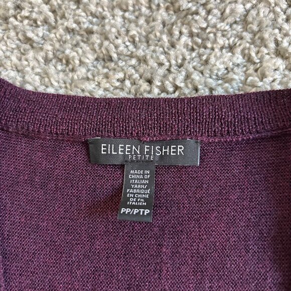Eileen Fisher Womens S Petite Merino Wool Burgundy Cardigan Sweater/ Pockets - Picture 5 of 8